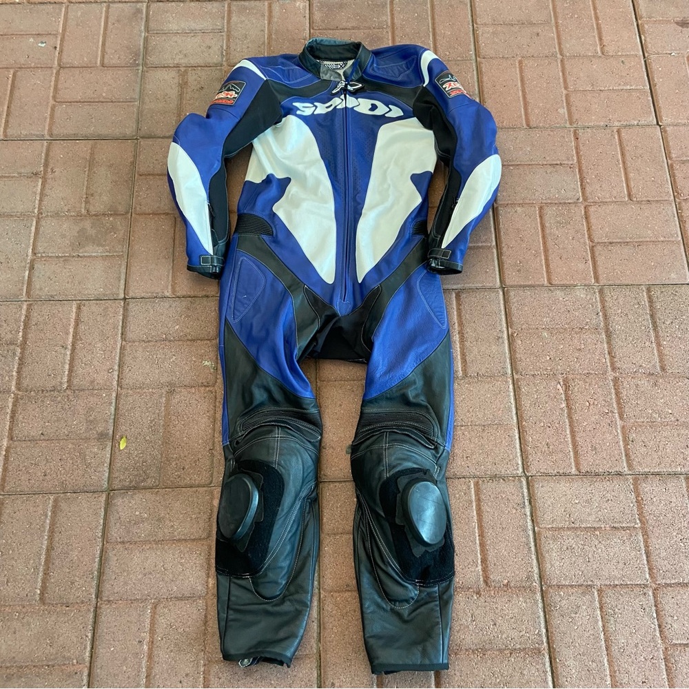 Spidi Leather Motorcycle Race Suit Size 50 Blue Suzuka Circuit Made In Italy